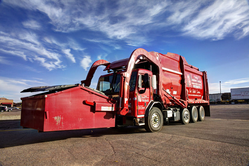 Image of Front Load Waste Management Service truck from Novak Sanitary.